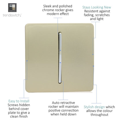 Trendi Switch 1 Gang Retractive Doorbell Switch in Champagne Gold