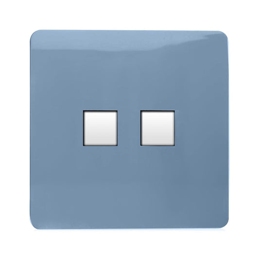 Trendi Switch 2 Gang RJ45 Cat 6 PC Ethernet & Modern Designer Telephone Slave Socketsin Sky Blue