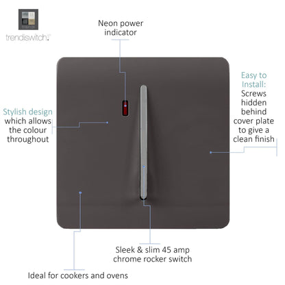 Trendi Switch 1 Gang 20 Amp Heavy Duty Rocker Switch in Dark Mocha Brown