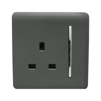Trendi Switch 1 Gang 13 Amp Switched Plug Socket in Charcoal Grey