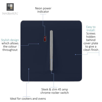Trendi Switch 1 Gang 20 Amp Heavy Duty Rocker Switch in Navy Blue