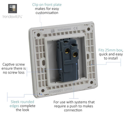 Trendi Switch 1 Gang Retractive Home Automation Switch in Light Grey