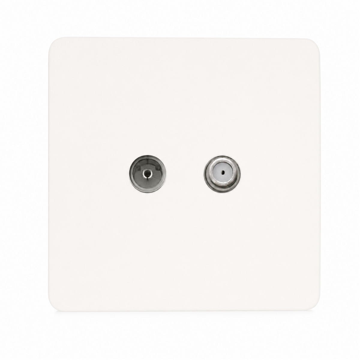 Trendi Switch TV Co-Axial & F-Type Satellite Socket in Matt White