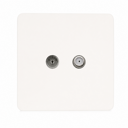 Trendi Switch TV Co-Axial & F-Type Satellite Socket in Matt White