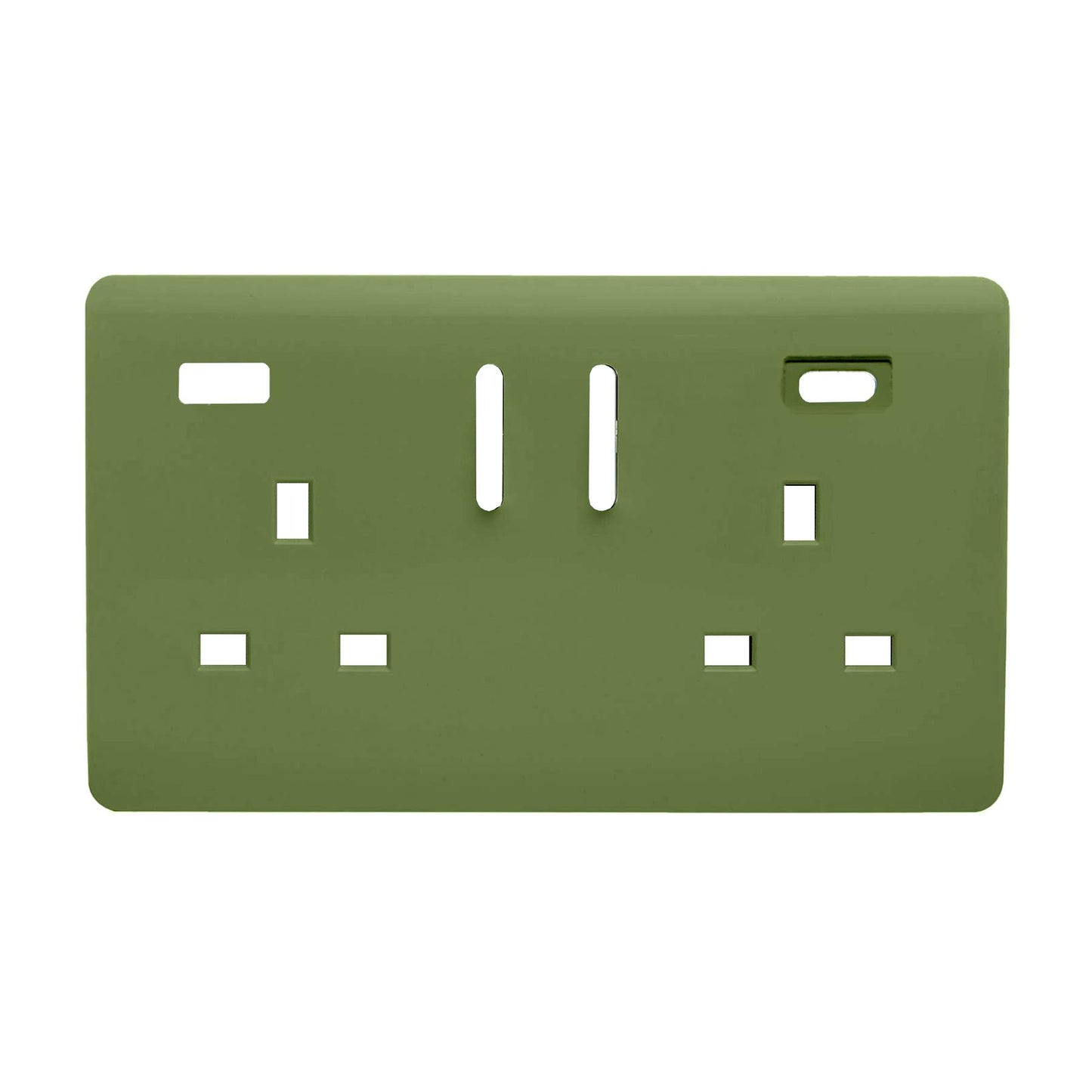 Trendi Switch 2 Gang Type A&C USB Spare Faceplate For Modern Designer Plug Socket in Moss Green