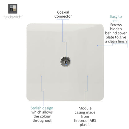Trendi Switch 1 Gang Female Co-Axial Television Socket in Ice White