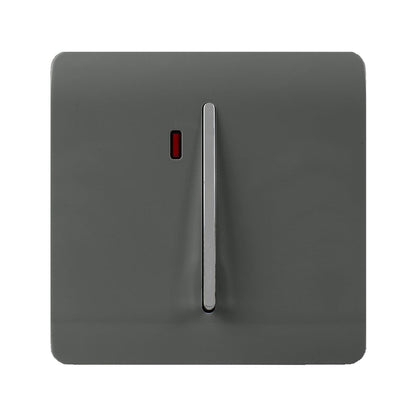 Trendi Switch 1 Gang 45 Amp Cooker Switch with Neon in Charcoal Grey