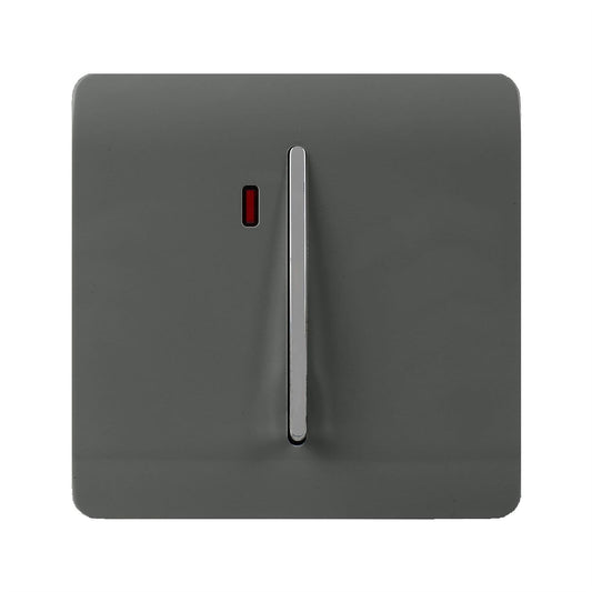 Trendi Switch 1 Gang 45 Amp Cooker Switch with Neonin Charcoal Grey