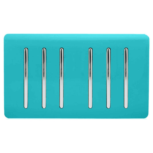 Trendi Switch 6 Gang Spare Faceplate for Modern Designer Light Switch in Bright Teal