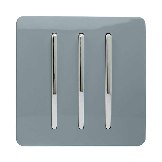 Trendi Switch 3 Gang 1 or 2 way Rocker Light Switchin Cool Grey