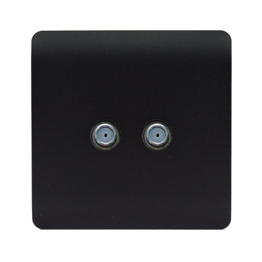 Trendi Switch 2 Gang Male F-Type Satellite Television Socketin Matt Black
