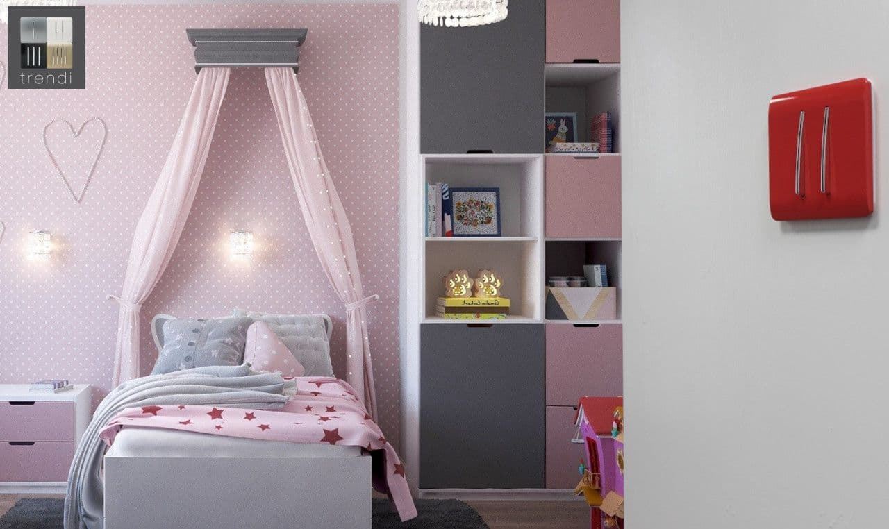 Trendi Switch 2 Gang Rocker Light Switch (1x 1 or 2 way & 1x Intermediate)in Strawberry Red