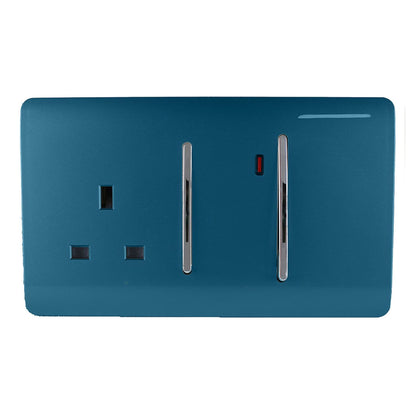 Trendi Switch 45 Amp Cooker Switch & 13 Amp Plug Socket with Neon in Midnight Blue