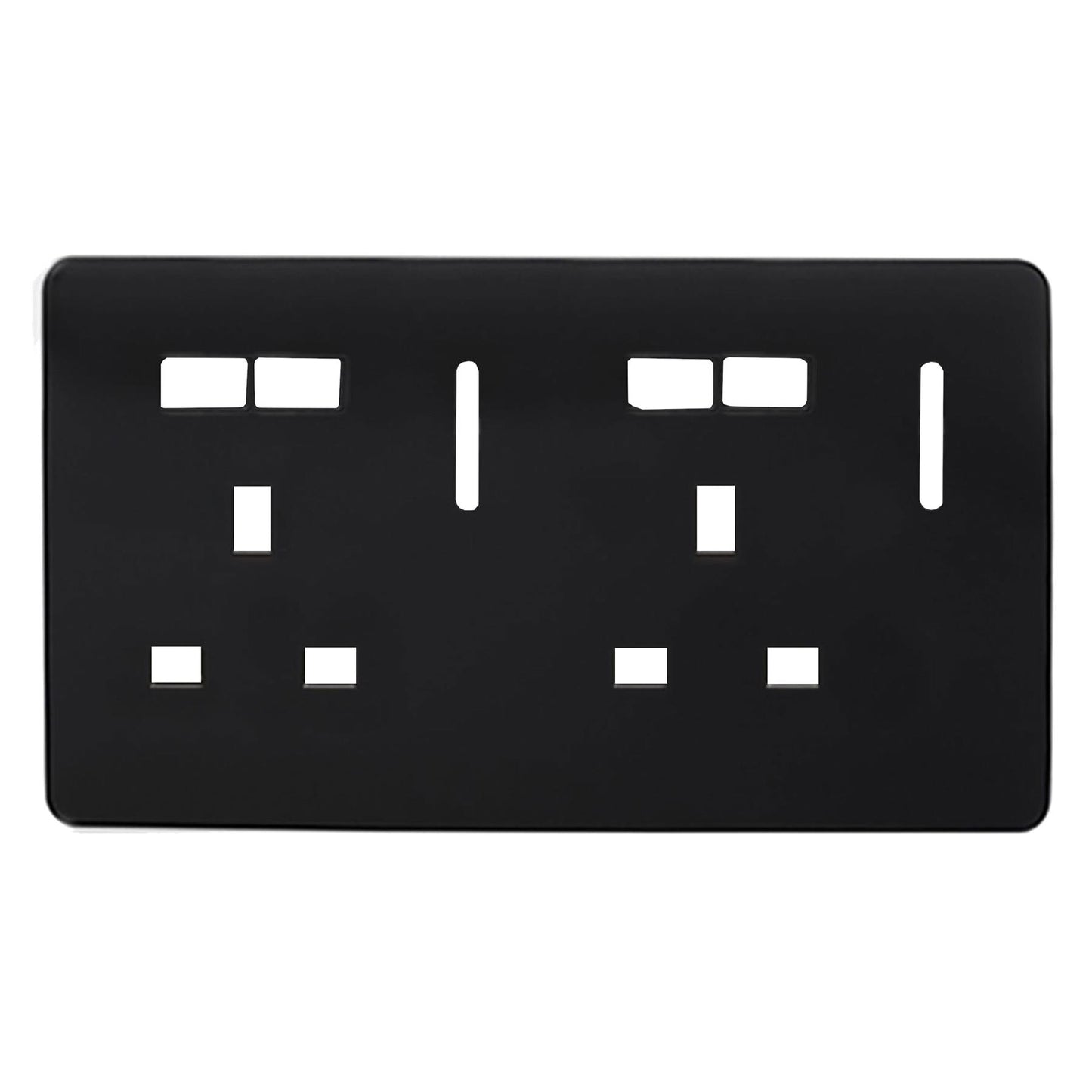 Trendi Switch 2 Gang 4 Port USB Spare Faceplate For Modern Designer Plug Socket in Piano Black