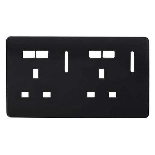 Trendi Switch 2 Gang 4 Port USB Spare Faceplate For Modern Designer Plug Socket in Piano Black