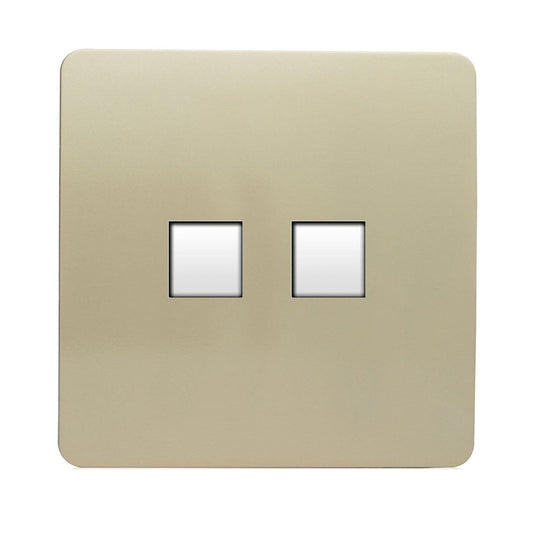 Trendi Switch 2 Gang RJ45 Cat 6 Modern Designer PC Ethernet Socketin Champagne Gold