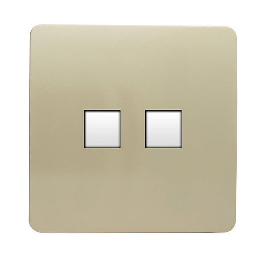 Trendi Switch 2 Gang RJ45 Cat 5e PC Ethernet Socketin Champagne Gold