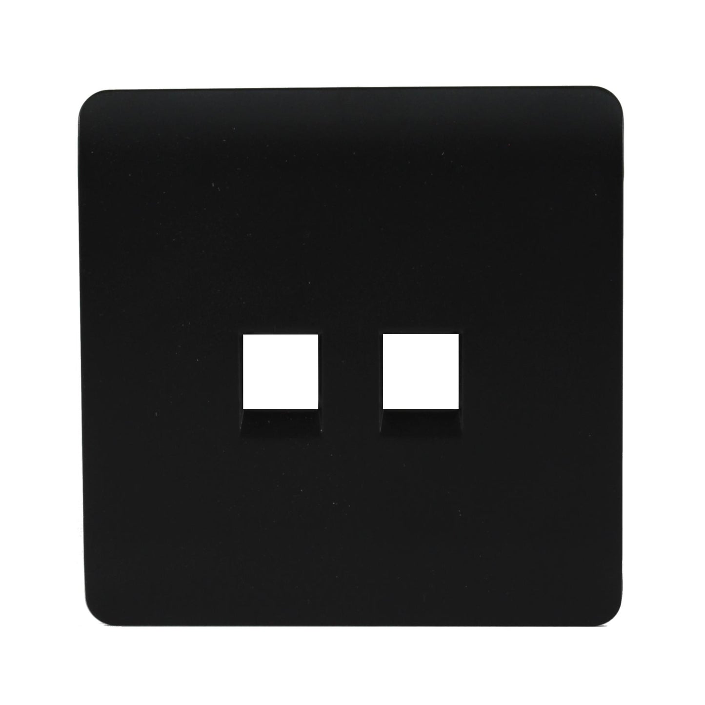 Trendi Switch 2 Gang Spare Faceplate For Modern Designer Telephone Slave Socket in Matt Black