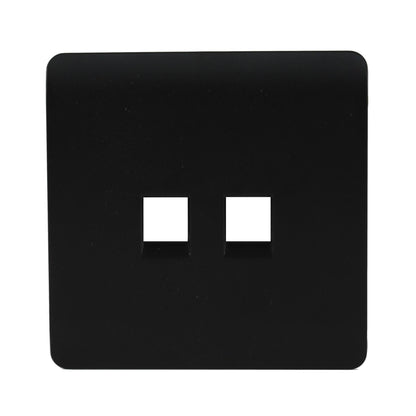 Trendi Switch 2 Gang Spare Faceplate For Modern Designer Telephone Slave Socket in Matt Black