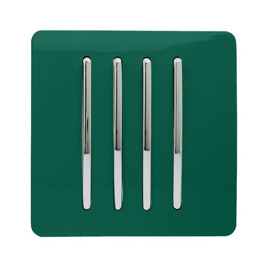 Trendi Switch 4 Gang 1 or 2 way Rocker Light Switchin Dark Forest Green