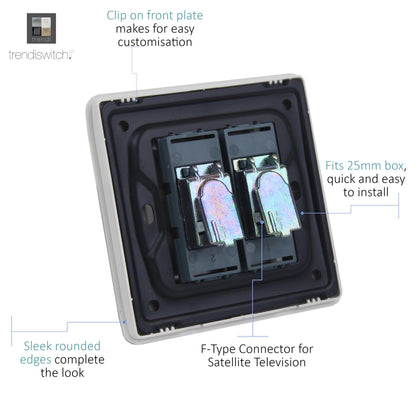 Trendi Switch TV Co-Axial & F-Type Satellite Socket in Ice White