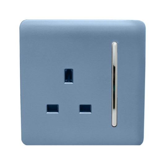 Trendi Switch 1 Gang 13 Amp Switched Plug Socketin Sky Blue