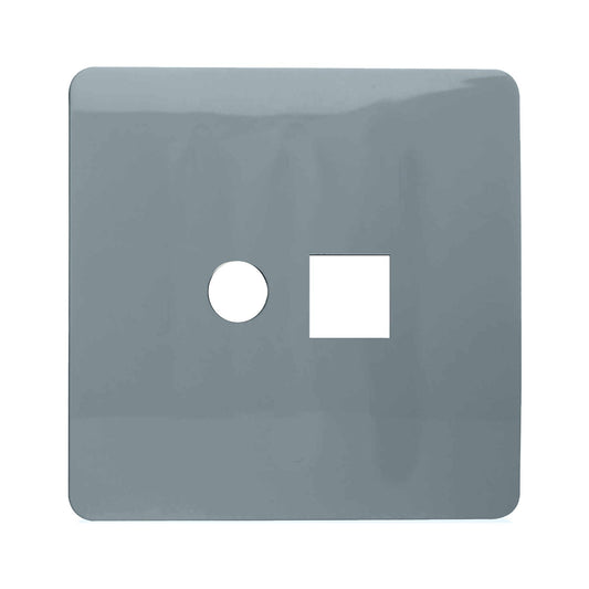 Trendi Switch 2 Gang Spare Faceplate For Modern Designer PC Ethernet Sockets in Cool Grey