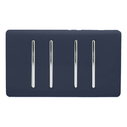 Trendi Switch 4 Gang Light Switch (3x 1 or 2 Way & 1 x Intermediate)in Navy Blue