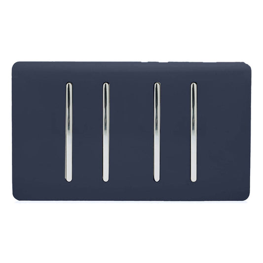 Trendi Switch 4 Gang Light Switch (3x 1 or 2 Way & 1 x Intermediate)in Navy Blue
