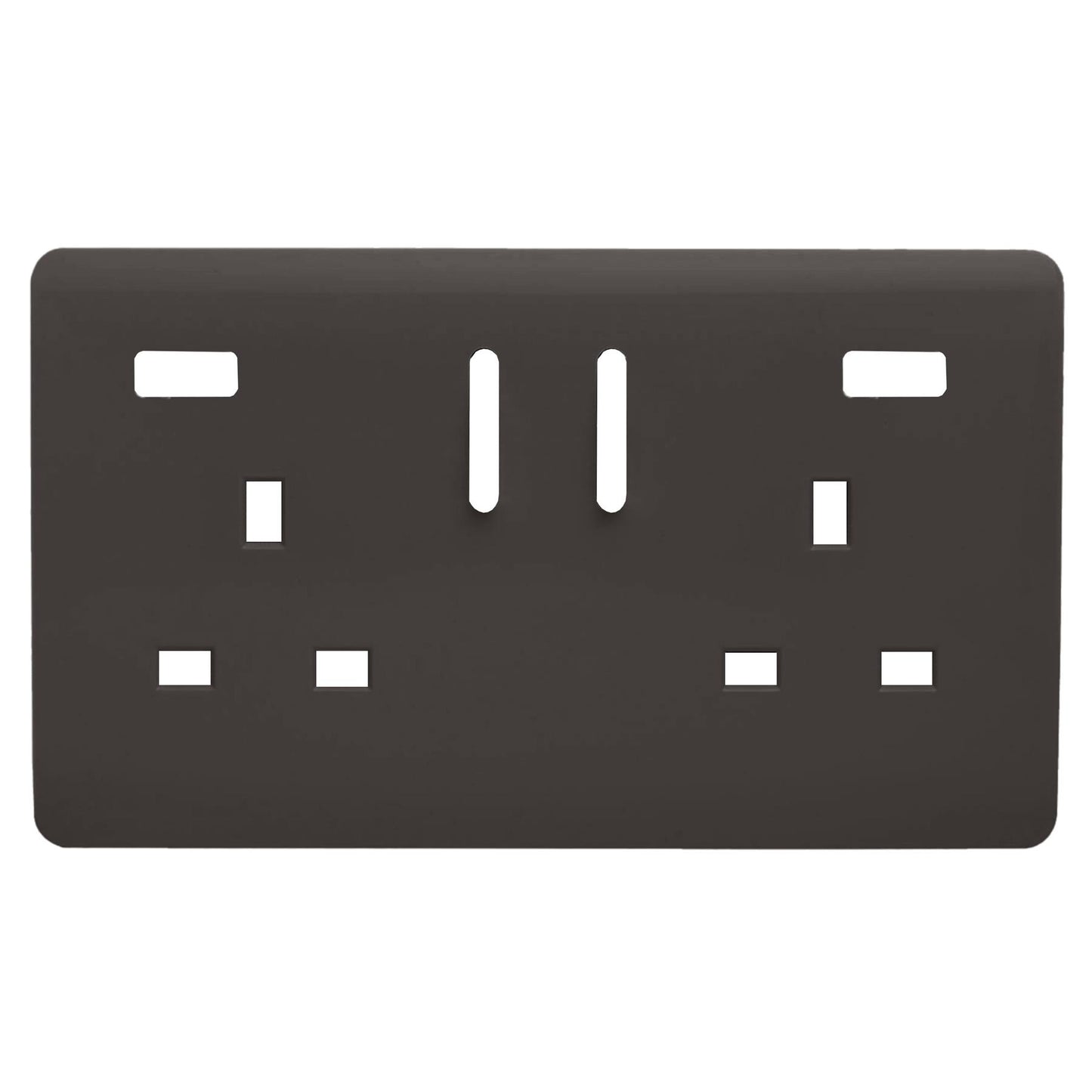 Trendi Switch 2 Gang USB Spare Faceplate For Modern Designer Plug Socket in Dark Mocha Brown