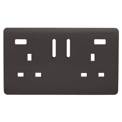 Trendi Switch 2 Gang USB Spare Faceplate For Modern Designer Plug Socket in Dark Mocha Brown