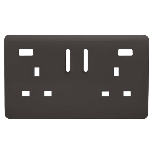 Trendi Switch 2 Gang USB Spare Faceplate For Modern Designer Plug Socket in Dark Mocha Brown