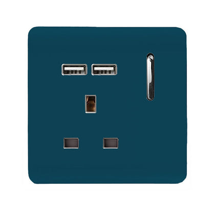 Trendi Switch 1 Gang USB 2100mA Plug Socket in Midnight Blue