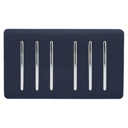 Trendi Switch 6 Gang 1 or 2 Way Light Switch in Navy Blue