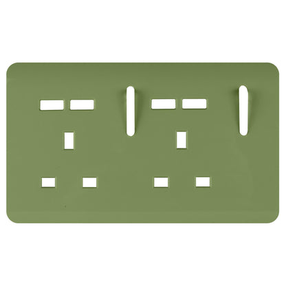 Trendi Switch 2 Gang 4 Port USB Spare Faceplate For Modern Designer Plug Socket in Moss Green