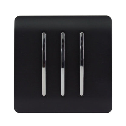 Trendi Switch 3 Gang 1 or 2 way Rocker Light Switch in Matt Black