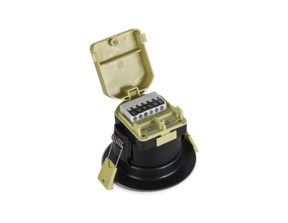 Trendi Switch Dimmable IP65 CCT LED Fire Rated Downlight in Champagne Gold