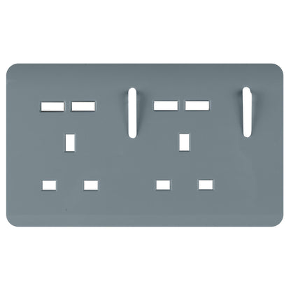 Trendi Switch 2 Gang 4 Port USB Spare Faceplate For Modern Designer Plug Socket in Cool Grey