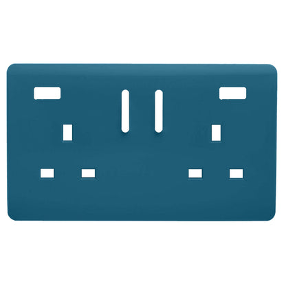 Trendi Switch 2 Gang USB Spare Faceplate For Modern Designer Plug Socket in Ocean Blue