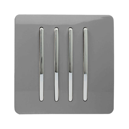 Trendi Switch 4 Gang 1 or 2 way Rocker Light Switch in Light Grey
