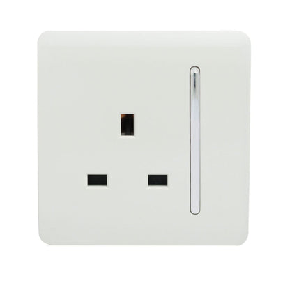 Trendi Switch 1 Gang 13 Amp Switched Plug Socket in Ice White