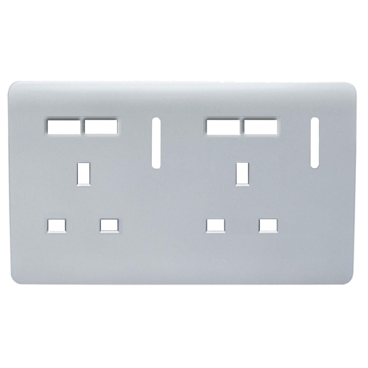Trendi Switch 2 Gang 4 Port USB Spare Faceplate For Modern Designer Plug Socket in Platinum Silver