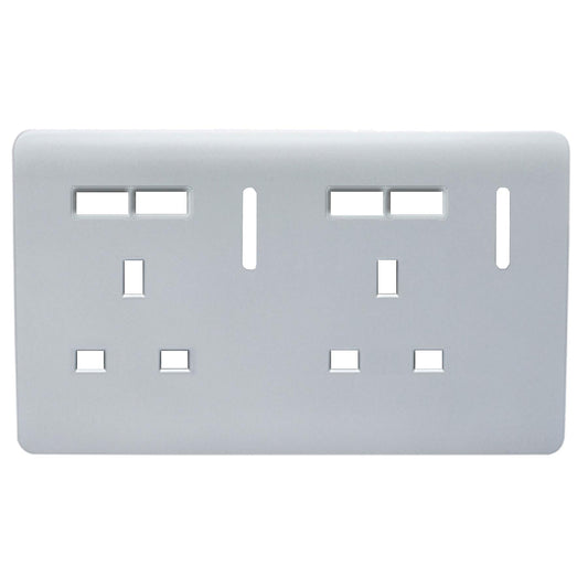 Trendi Switch 2 Gang 4 Port USB Spare Faceplate For Modern Designer Plug Socket in Platinum Silver