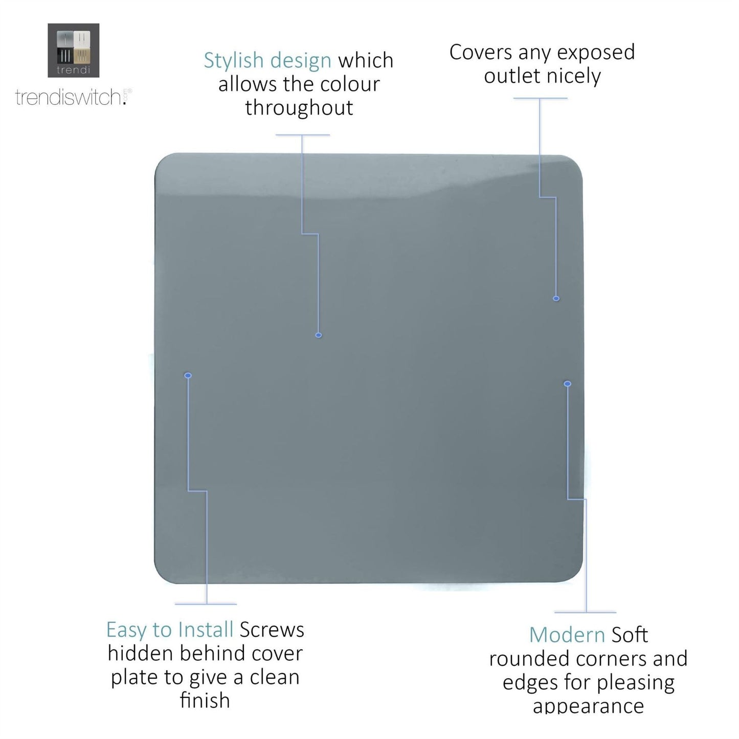 Trendi Switch Single Blanking Platein Cool Grey