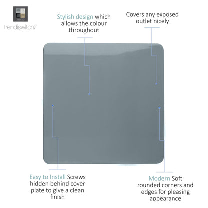 Trendi Switch Single Blanking Plate in Cool Grey