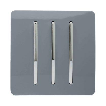Trendi Switch 3 Gang 1 or 2 way Rocker Light Switch in Warm Grey