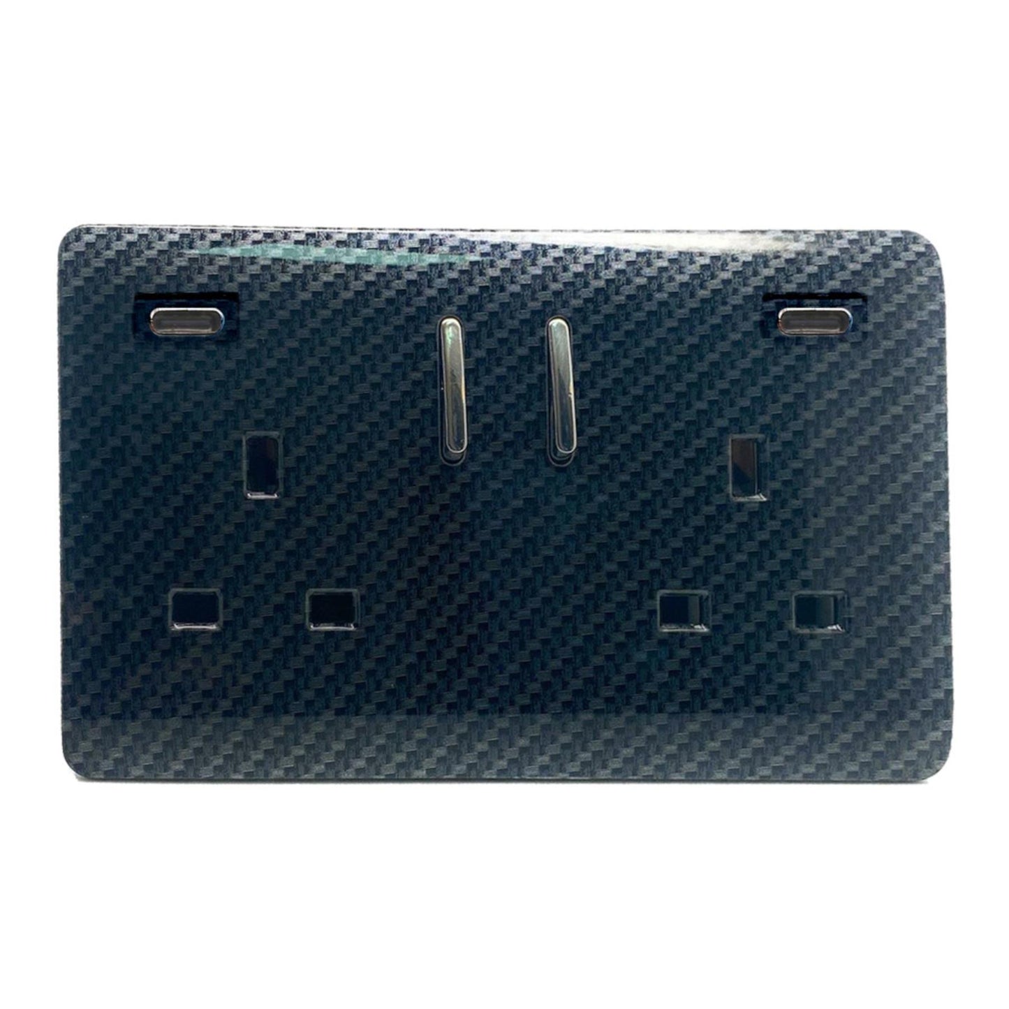 Trendi Switch 2 Gang USB 45W Type C USB Plug Socket in Carbon Fibre
