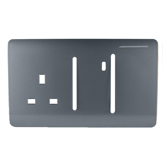 Trendi Switch Spare Faceplate For Cooker Switch & Plug Socket with Neon in Warm Grey