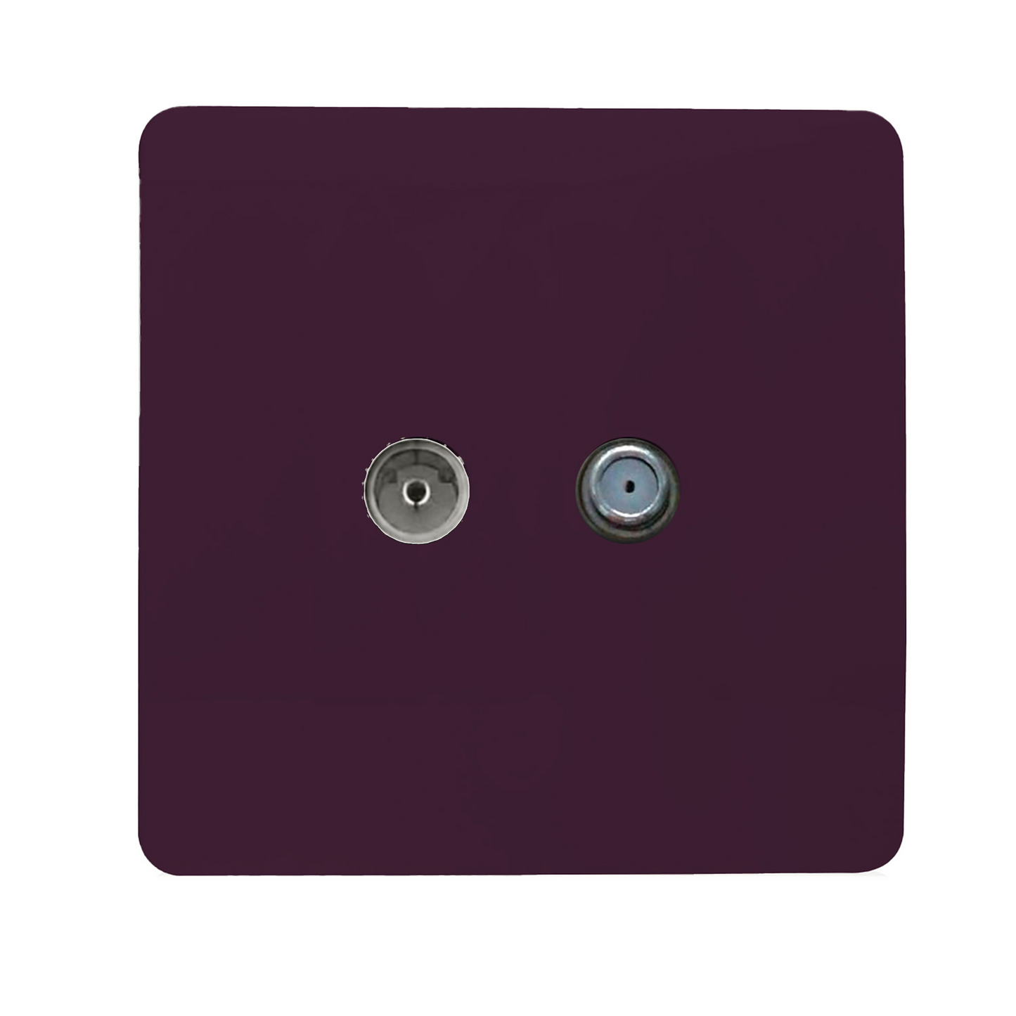 Trendi Switch TV Co-Axial & F-Type Satellite Socket in Plum Purple