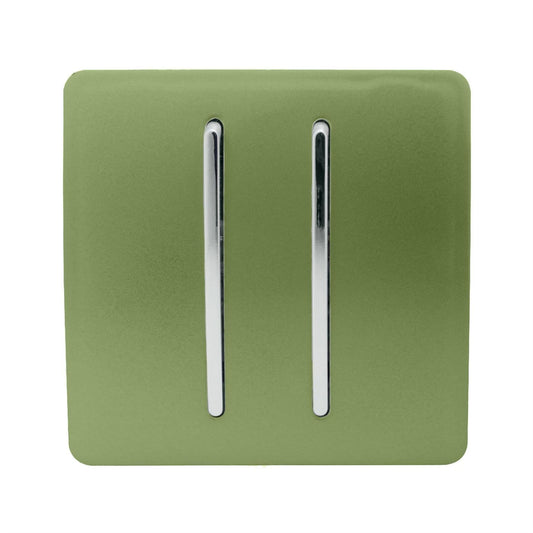 Trendi Switch 2 Gang Retractive Doorbell Switchin Moss Green